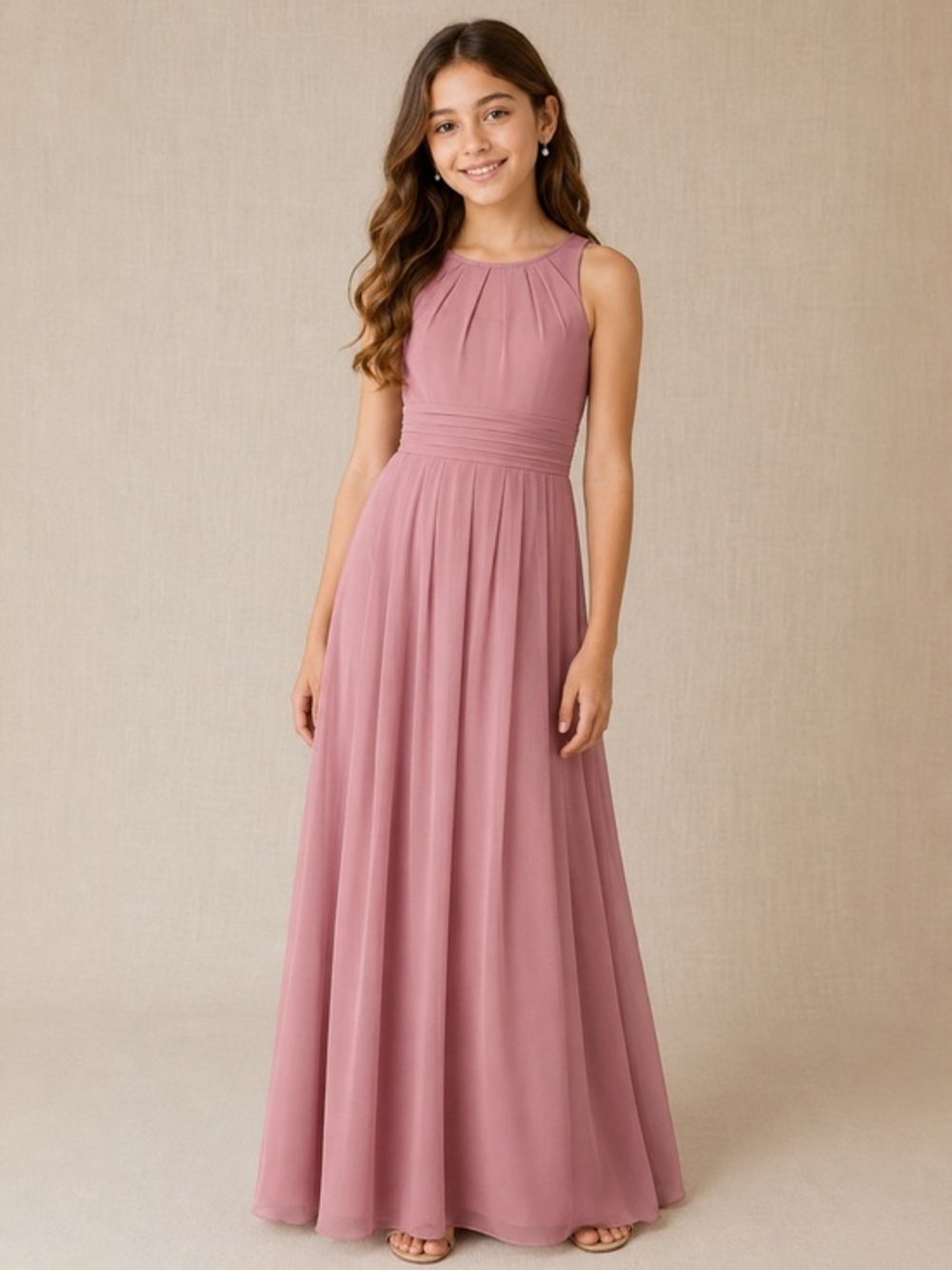 Azazie Girls Mauve Halter Chiffon Formal Dress